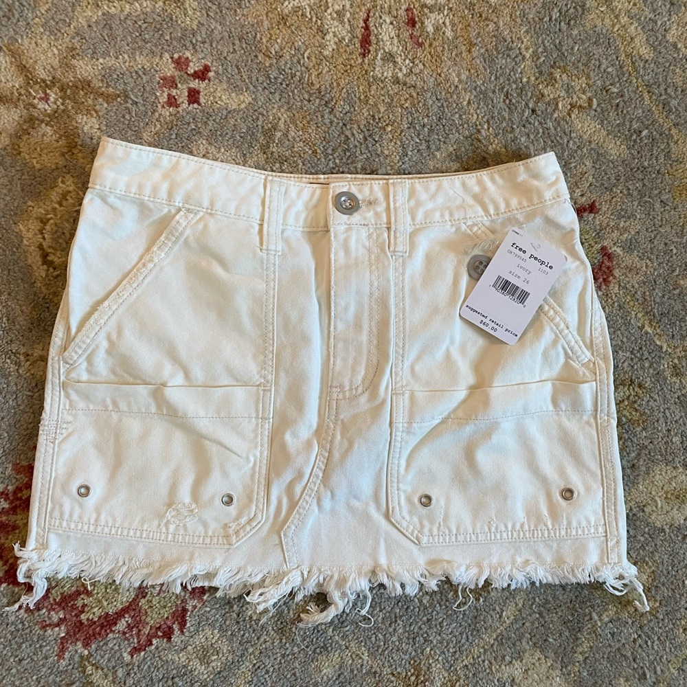 Free people ivory denim skirt